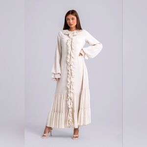 Mira Ruffle Long Sleeve Maxi Dress - Clair